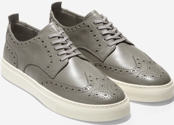 Cole Haan 25.5cm ビジネス スニーカー ストーン グレー ウイングチップ レザー 革 ローファー スリッポン ブーツ ランニング XXX90