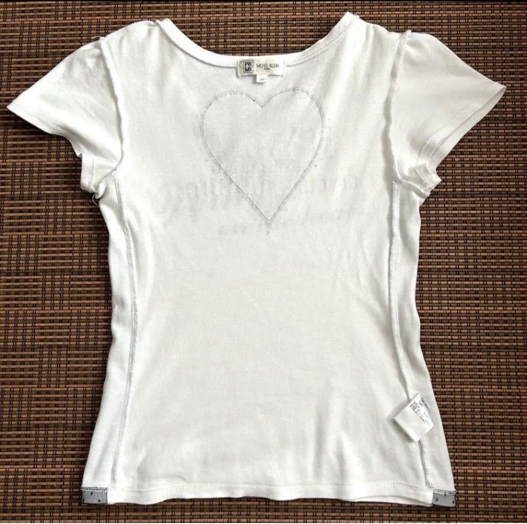 【送料無料】【美品】MICHAEL KLEIN Tシャツ　トップス　カットソー　ホワイト　ハート型　半袖Tシャツ コットン100%
