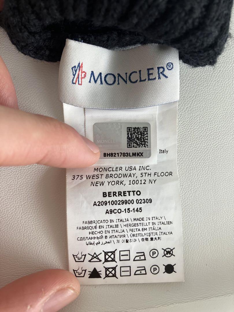 【ITIEXAM98HB4】MONCLER モンクレール ロゴワッペンビーニー 黒ウール ニット帽
