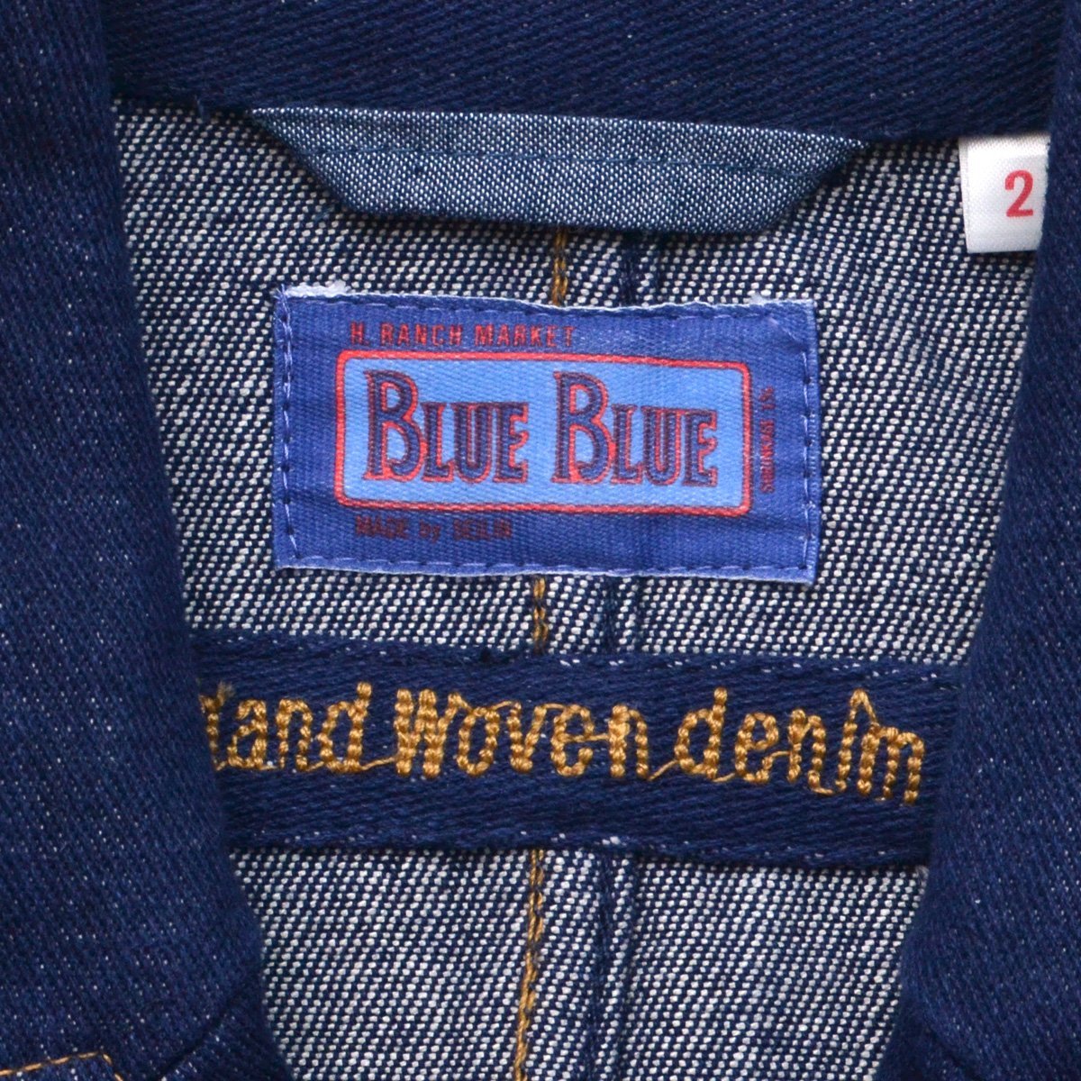 BLUE BLUE ブルーブルー ハンドウーブン カバーオール ジャケット 本藍染め HAND WOVEN DENIM 2サイズ メンズ 700080-963 JK1952 M655672_画像3