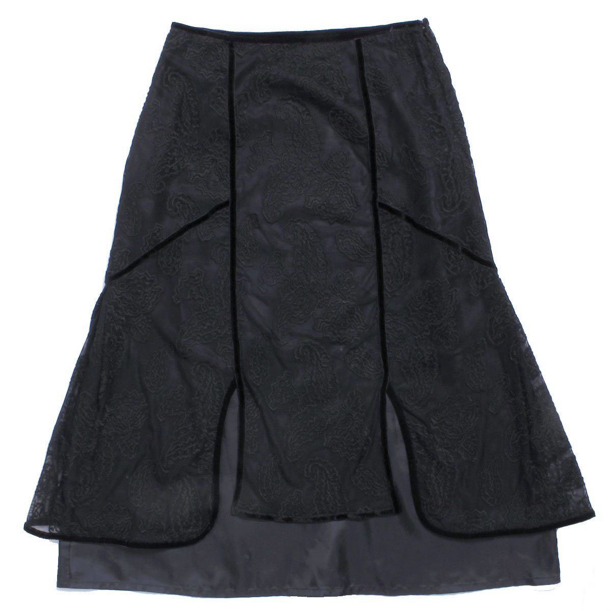 【タグ付・新品・定価39,000円】ZUCCa メッシュペイズリー sizeM ブラック ZU93FG211 ズッカ 刺繍 スカート