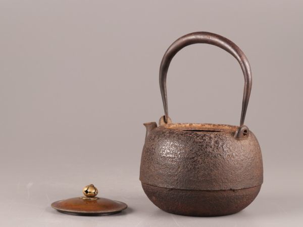 煎茶道具 釡師 大西清右衛門 銅製蓋 時代鉄瓶 共箱 時代物 極上品 初だし品 C0668