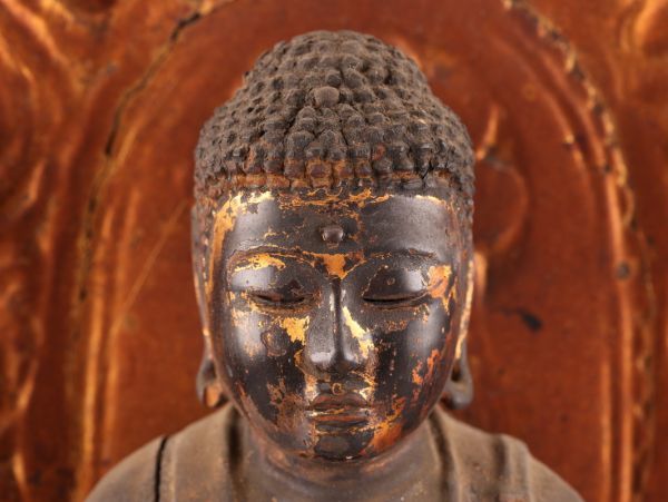 仏教美術 室町時代 時代木彫 阿弥陀如来 仏像 玉眼 高さ53cm 古作 時代物 極上品 初だし品 C0706_画像7