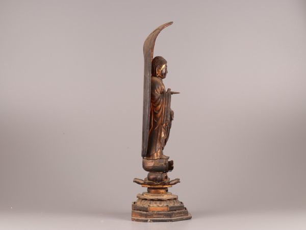 仏教美術 室町時代 時代木彫 阿弥陀如来 仏像 玉眼 高さ53cm 古作 時代物 極上品 初だし品 C0706_画像5