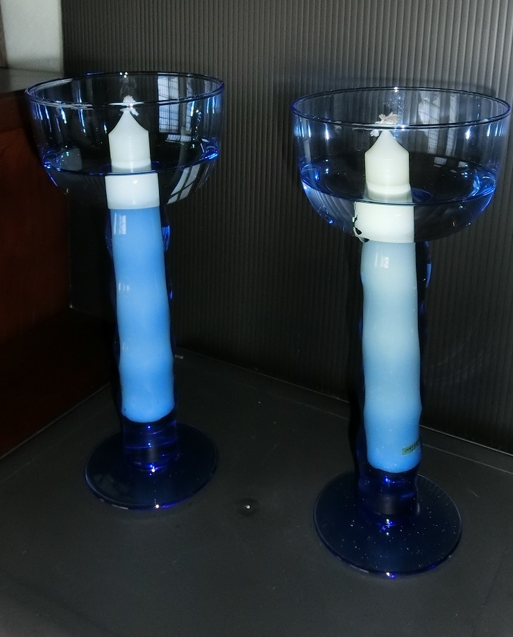 最終値下げ　Sghr スガハラガラス キャンドルスタンド藍色　２点セット　ガラスのキャンドルスタンド　ウォーターキャンドル　花器_画像2