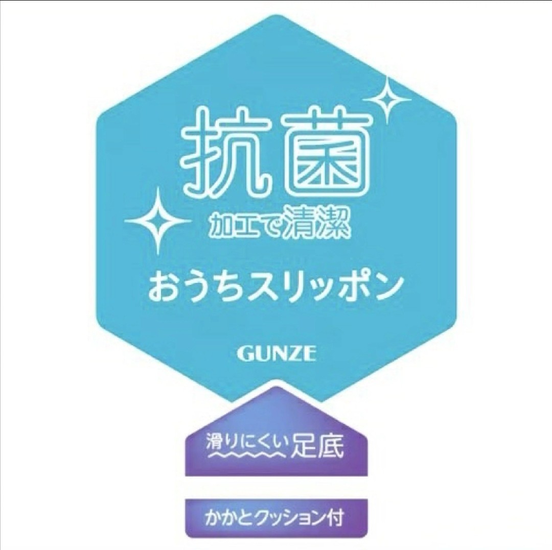 GUNZE グンゼ ルームシューズ 室内 レディース サボ ボーダー メッシュ 抗菌 持ち運び 洗える 22-24cm ADT601 GUNZE22 チャコールグレーの画像4