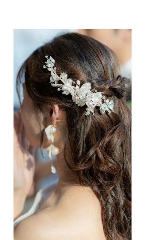 ブライダル ウェディング ヘッドドレス  ヘアアクセサリー シルバー・パール