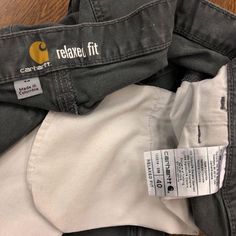 【EG112】Carhartt W40 大きいサイズ ワークハーフパンツ グレー ストレッチ生地 メンズブランド古着 カーハート ショートパンツ 送料無料