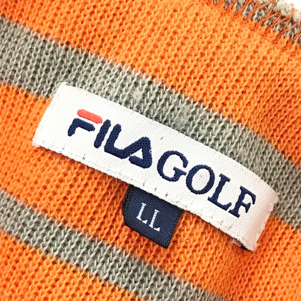 FILA GOLF フィラゴルフ タートル ニットセーター ボーダー柄 オレンジ系 LL [240001986988] ゴルフウェア メンズ_画像5