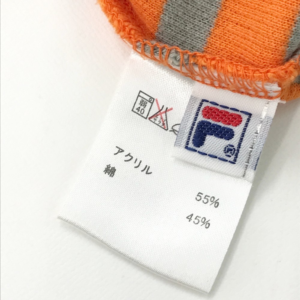 FILA GOLF フィラゴルフ タートル ニットセーター ボーダー柄 オレンジ系 LL [240001986988] ゴルフウェア メンズ_画像6