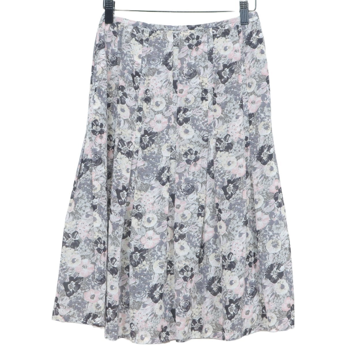 [Красота] Лелиан ★ Плиссированная юбка для цветочной печати размер 9 серая смесь Z3422