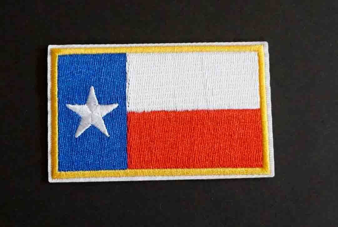 DX黄枠白青赤TS州旗◆新品ダラス Dallasテキサス Texasアメリカ　州フラッグ　旗　刺繍ワッペン■ミリタリー　バイク■洋服・衣類・衣服DIY