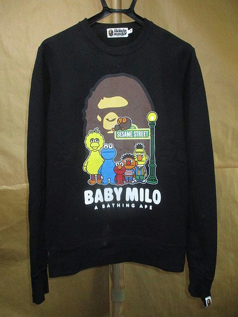 エイプ　 A BATHING APE　BAPE X SESAME CREWNECK　セサミストリート　コラボ　スウェット　トレーナー　黒　M_画像2