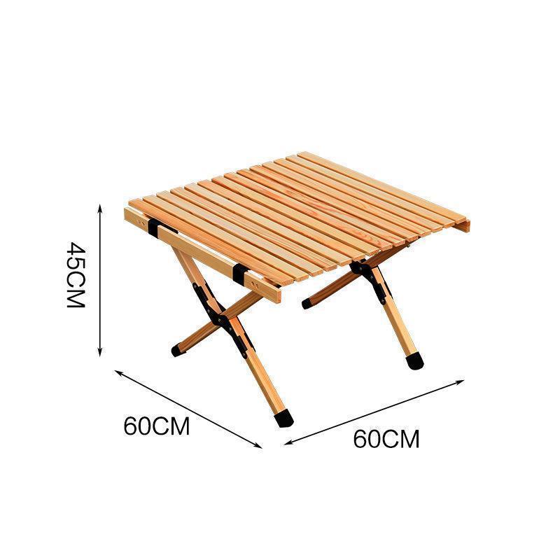 ウッドロールテーブル 折り畳み 60cm×60cm 収納袋付き アウトドア バーベキュー