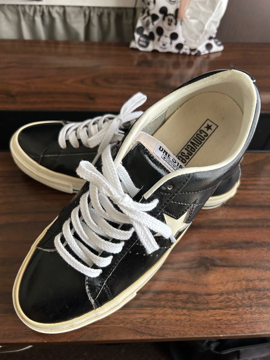 コンバース ONE STAR ENAMEL-LEATHER OX ブラック