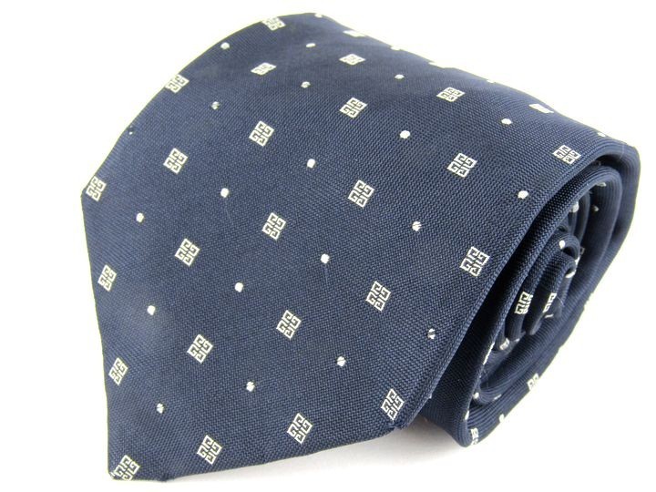  Givenchy total pattern 4G Logo high class silk Italy brand necktie men's navy GIVENCHY Givenchy 