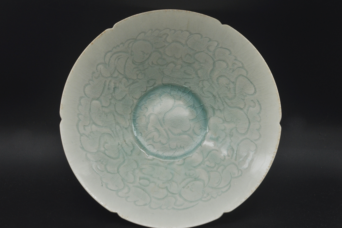 ☆唐物古玩古董☆宋時代 官窯 珍品 青磁 花口 筆洗-