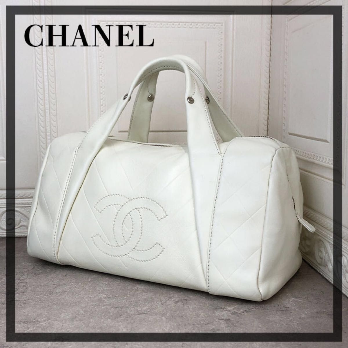 正規品 シャネル CHANEL キャビアスキン Vステッチボストンバッグ