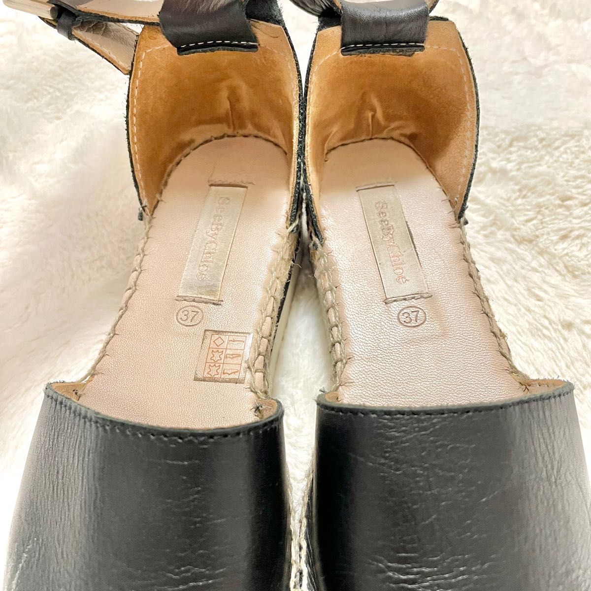 See by Chloe レザーアンクルストラップ Glyn エスパサンダル|PayPay