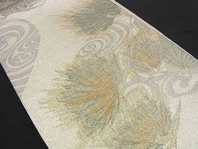 4着物屋ほのか□六通柄袋帯流水若松葉文鍍金綴れ金銀糸逸品n-yc1776
