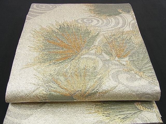 4着物屋ほのか□六通柄袋帯流水若松葉文鍍金綴れ金銀糸逸品n-yc1776