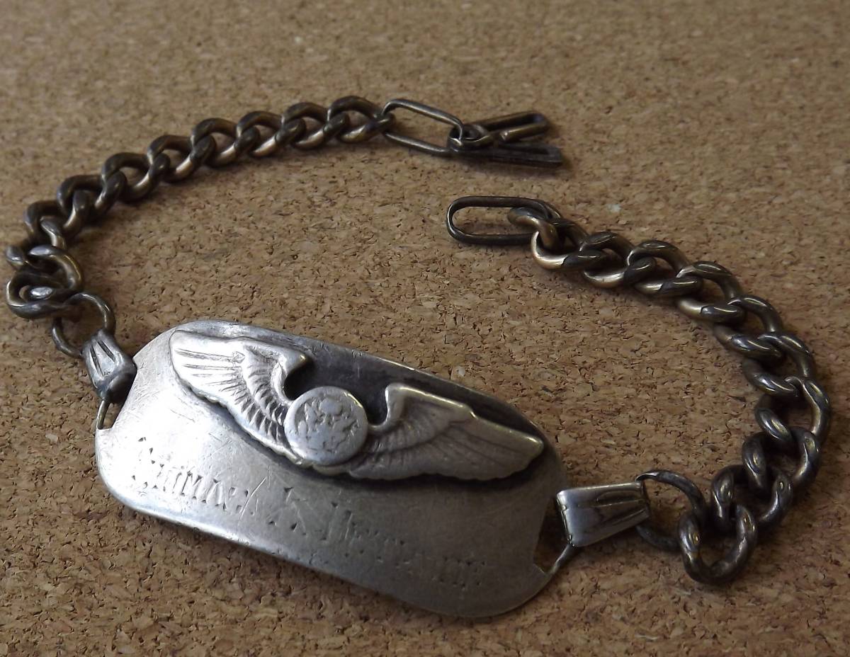 □ヴィンテージ WWII 米陸軍航空隊 パイロット 実名入ID SILVER仕様