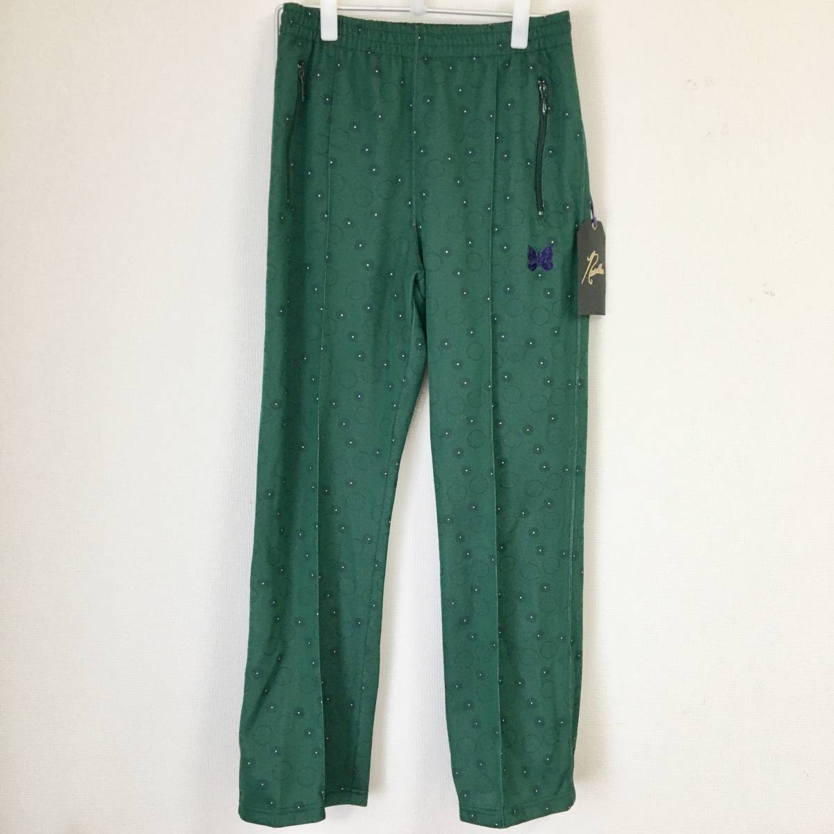 新品 M NEEDLES Track Pant Poly Jq ニードルス トラックパンツ ストレート ジャカード ジャージ グリーン 緑