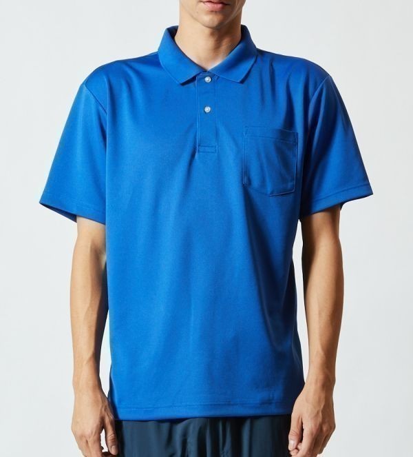ポロシャツ XXXXL ネイビー ドライ素材 ベーシック 無地 半袖 ドライ 吸水 速乾 胸ポケットあり A692 4XL 5L 紺 紺色の画像2