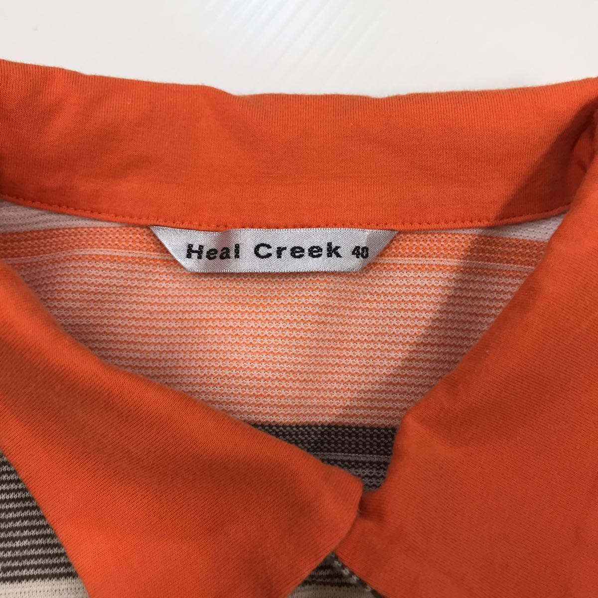 ● Heal Creek ヒールクリーク　半袖ポロシャツ　ボーダー柄　日本製　レディース　サイズ40 Lサイズ　GOLF 27-3a_画像2