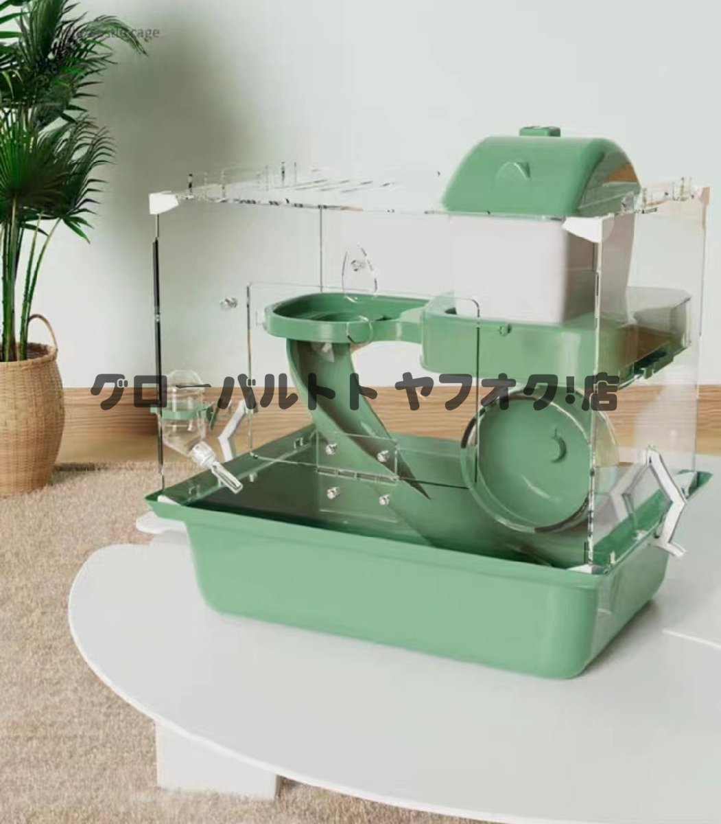  super popular hamster cage construction type small animals for breeding set 2 storey building transparent cage plastic case house tableware hamster wheel waterer hamster house breeding case S589