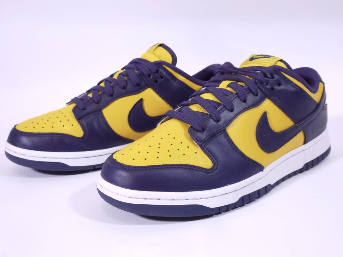 本物/2021年 NIKE DUNK LOW RETRO 即完売 MICHIGAN/紺黄 US9/27cm 2度