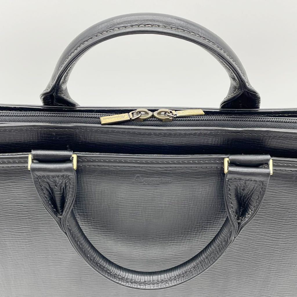 日本製 アクアスキュータム Aquascutum レザー ブリーフケース BLACK
