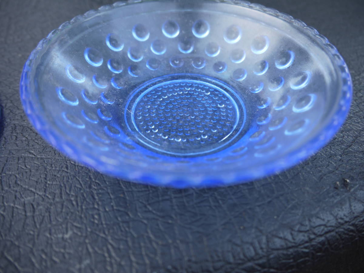 【HD30729】昭和レトロ ブルー オーバルガラス皿 5枚セット プレート 器 アンティーク インテリア 食器　青色 楕円 ガラス皿_画像7