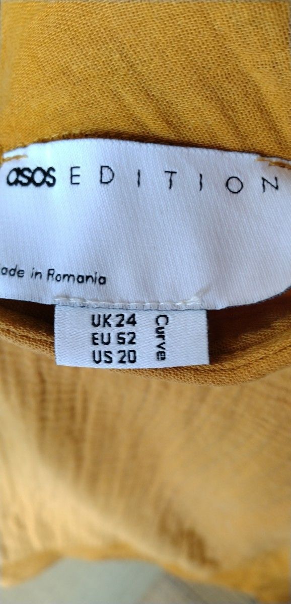 大きいサイズ　asos  ノースリーブトップス　マスタード　UK24　