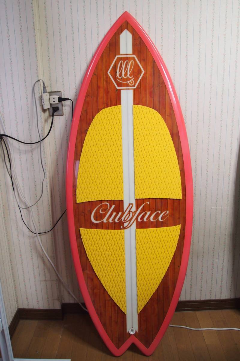 動画あり★残りわずか★新品【少々難有】☆定価10万☆CLUB FACE☆ウェイクサーフボード☆オレンジ・ウッド☆西濃運輸支店止1