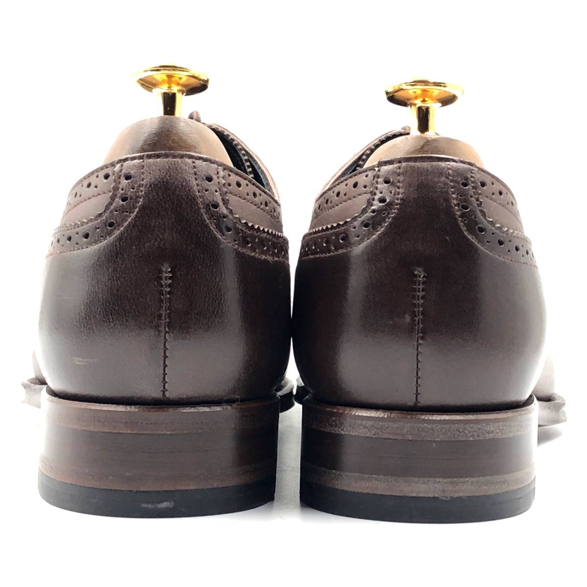 メール便無料】 即決 未使用 皮靴 革靴 箱付 ブラウン 茶 ストレート