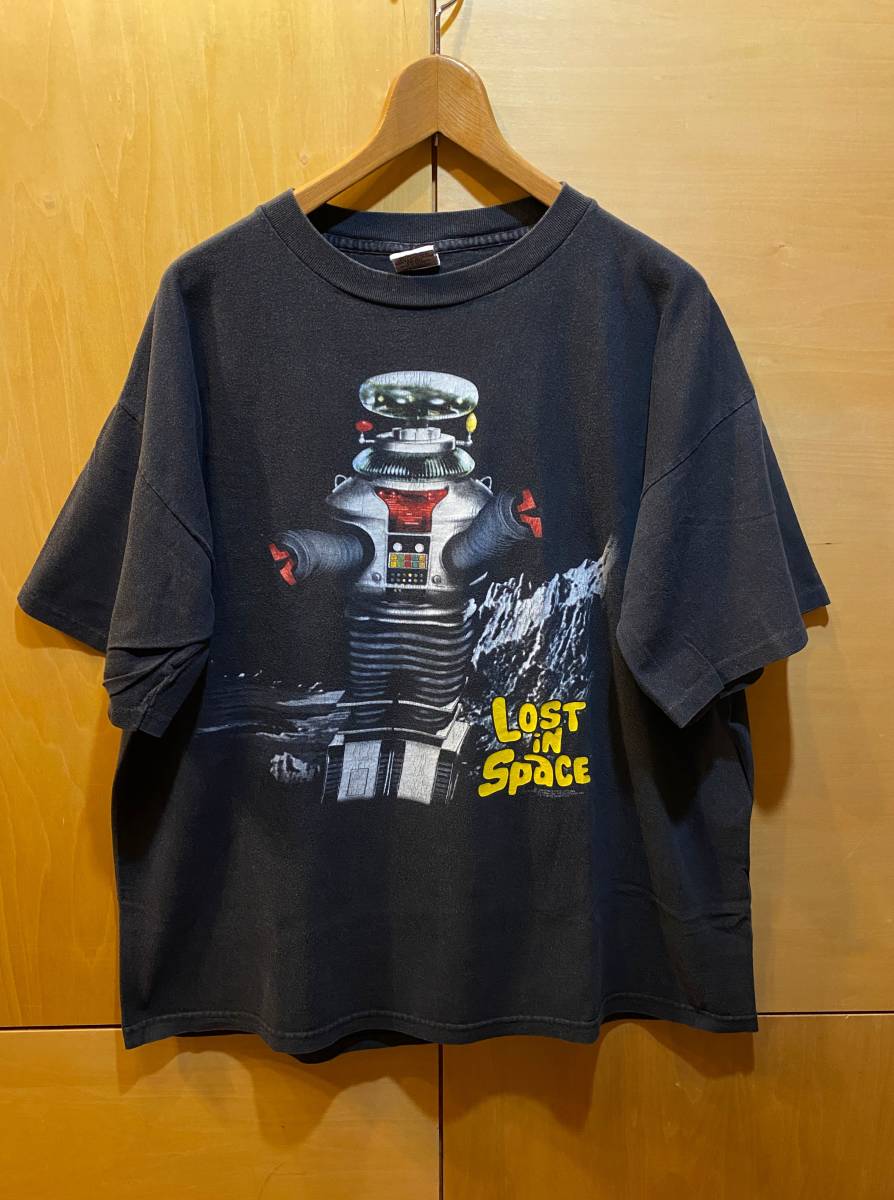 ビンテージ Lost in Space ロストインスペース ロボット Tシャツ メンズ XL 黒 古着 SF 映画 ムービー 宇宙家族ロビンソン