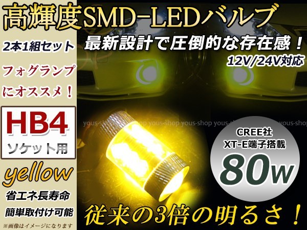 アルファード GGH2#系 80W LEDバルブ プロジェクター HB4 黄_画像1