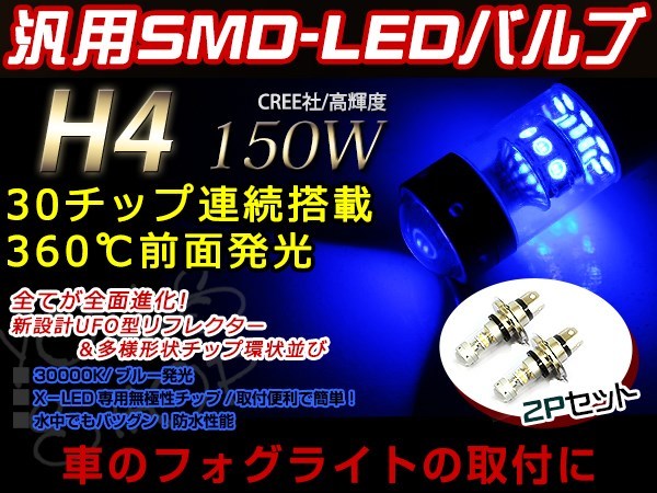 定形外送料無料 ミラ ココア L675 L685S LED 150W H4 H/L HI/LO スライド バルブ ヘッドライト 12V/24V HS1 ブルー ライト_画像1