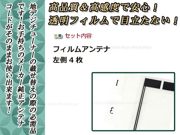 カロッツェリア ナビ楽ナビ AVIC-HRZ900 高感度 スクエア型 フィルムアンテナ L 4枚 エレメント 載せ替え 補修用_画像2