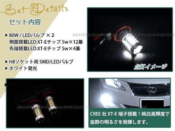 パレットSW前期 MK21S LEDバルブ H8 デイライト 80W フォグランプ ホワイト_画像2