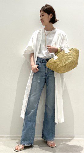 2022SS L'Appartement アパルトモン V Neck Shirts Onepiece ブイネックシャツワンピース/ホワイト ロング-. 【2400013417044】_画像10