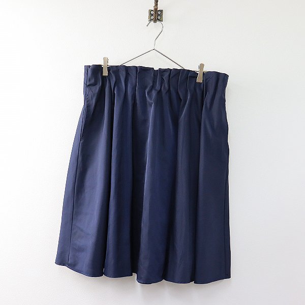  large size AS KNOW AS olacaaznouazo Ora ka pleat flair skirt / navy waist rubber tuck [2400013418430]