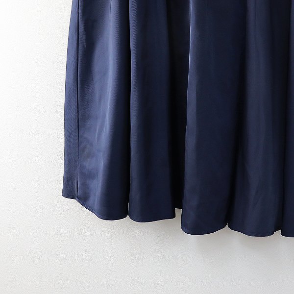  large size AS KNOW AS olacaaznouazo Ora ka pleat flair skirt / navy waist rubber tuck [2400013418430]