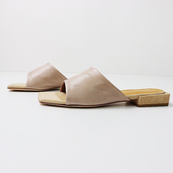 FABIO RUSCONI fabio rusko-niGILDA1333 square heel leather Flat sandals 35/TOPE taupe [2400013428552]