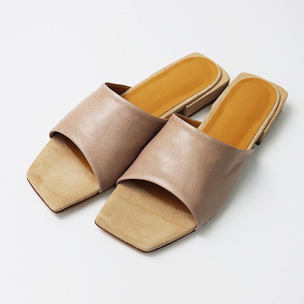 FABIO RUSCONI fabio rusko-niGILDA1333 square heel leather Flat sandals 35/TOPE taupe [2400013428552]