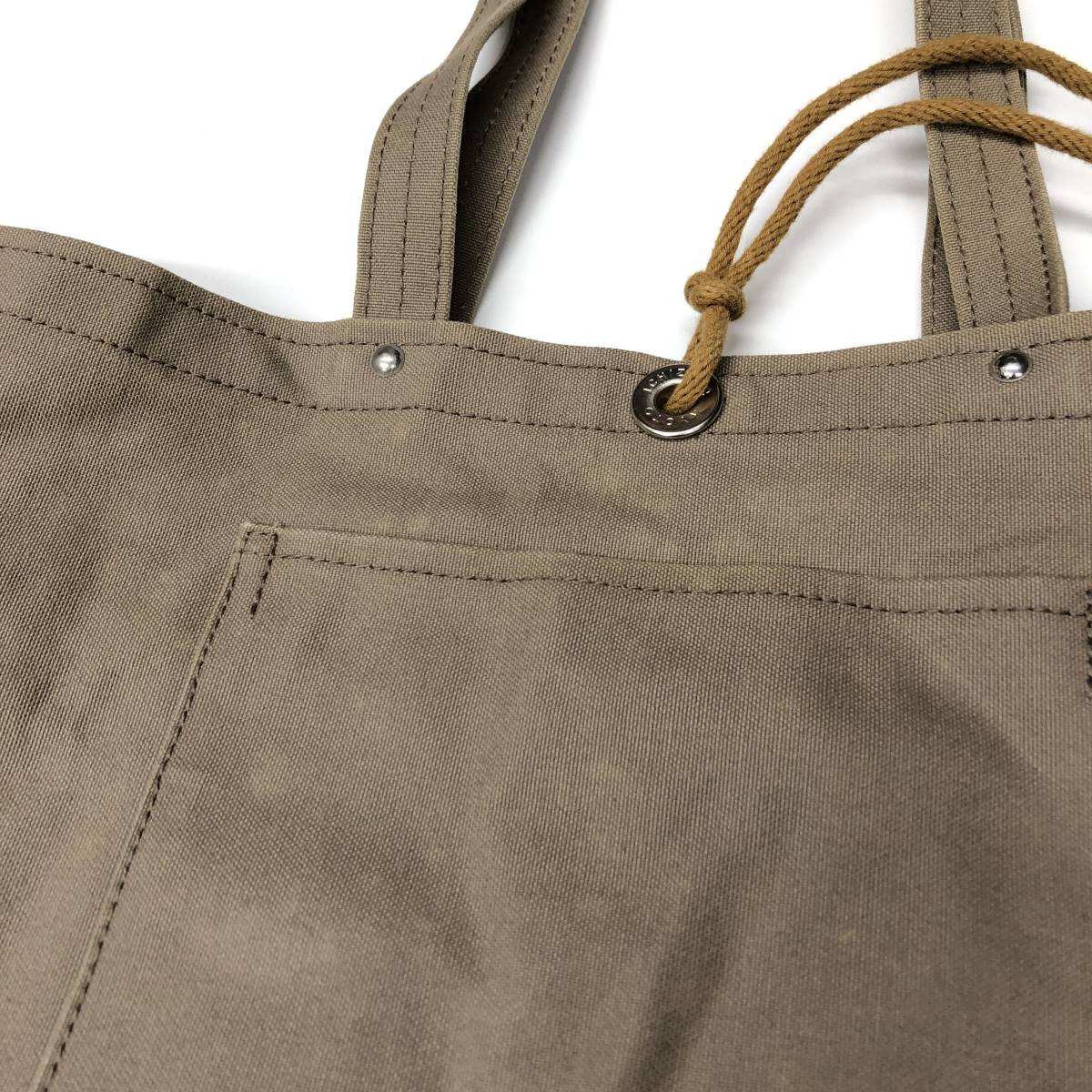  Ichizawa Hanpu tote bag inside side pocket sand beige cord stop 