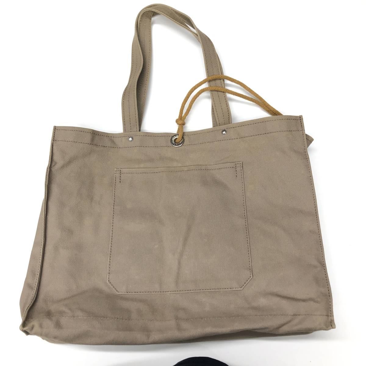  Ichizawa Hanpu tote bag inside side pocket sand beige cord stop 