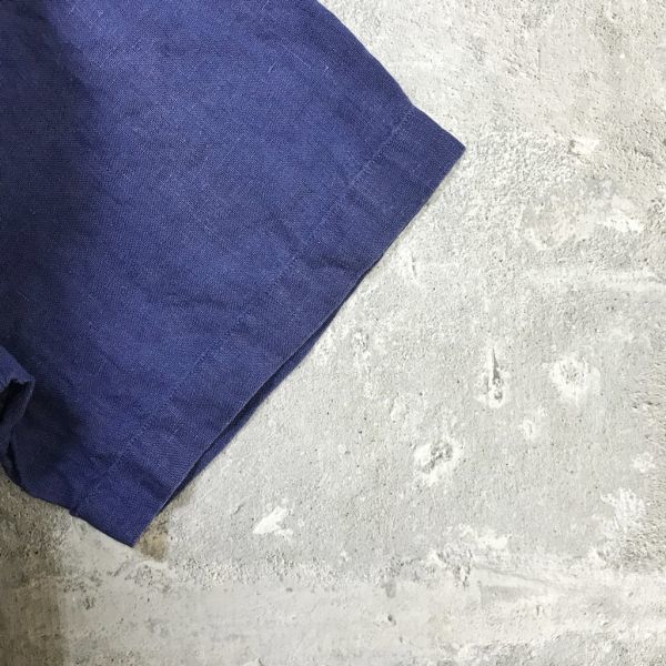 ◆お洒落な逸品◆RALPH LAUREN/ラルフローレン 半袖 シャツ リネン100％ ブルー M メンズ D18 ｃ5419_画像8