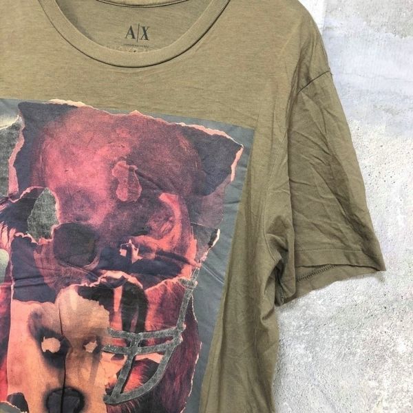 ◆お洒落な逸品◆A|Xアルマーニ エクスチェンジ 半袖 Tシャツ カーキ S メンズ K104 ｃ3219_画像3
